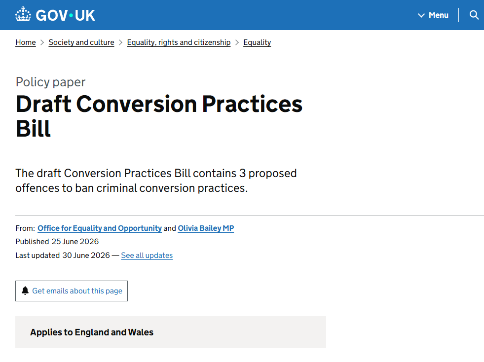 UK Government Publishes Draft Bill to Ban Conversion Practices, With Five-Year Prison Sentences and Unlimited Fines UK Government Publishes Draft Bill to Ban Conversion Practices, With Five-Year Prison Sentences and Unlimited Fines